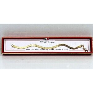 Mia Fiore Bracelet Gold Plated Sterling Silver Greek Key NEW 7.5"